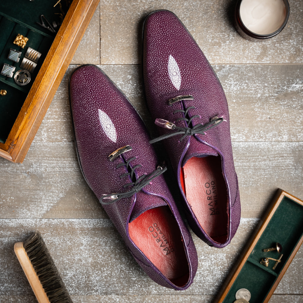 Genuine Stingray Exotic Lace-Up Shoes Rimini Purple