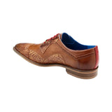 Belvedere Roberto Wingtip Shoes Alligator/Pebble Grain Calf Saddle Cognac B16