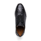 calfskin and genuine caiman crocodile fashion sneaker Roma Black