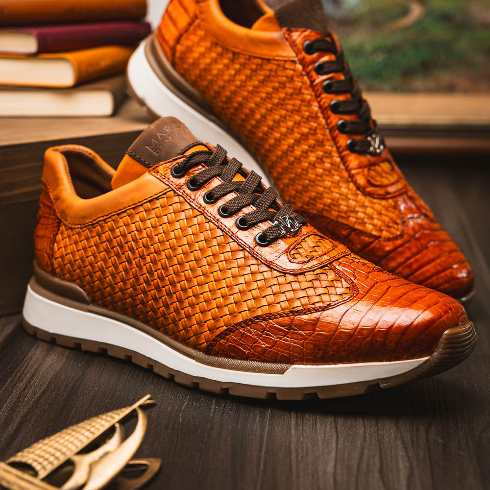 Roma Genuine Caiman Fashion Sneaker Brandy