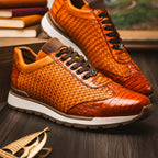 Roma Genuine Caiman Fashion Sneaker Brandy