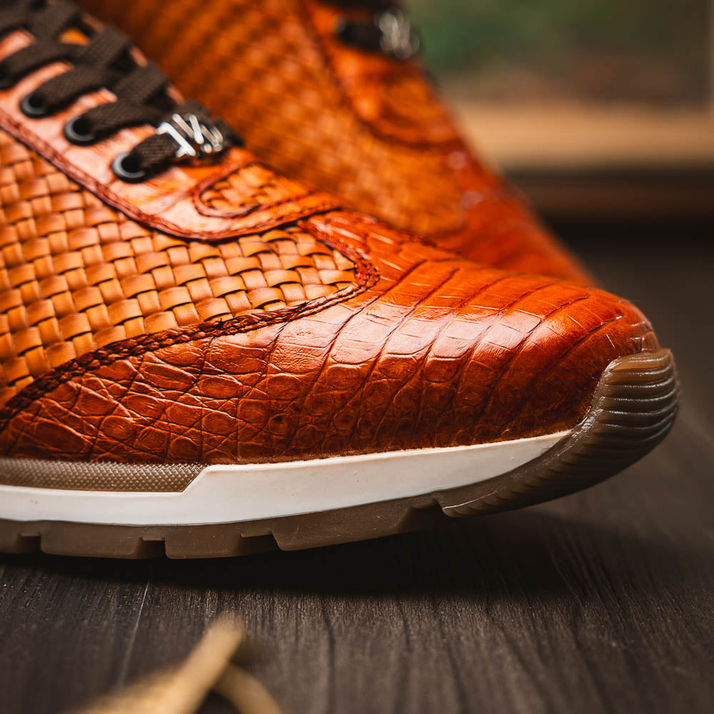 Roma Genuine Caiman Fashion Sneaker Brandy