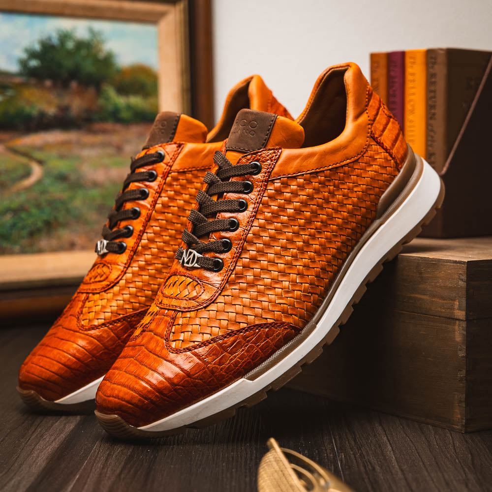 Roma Genuine Caiman Fashion Sneaker Brandy