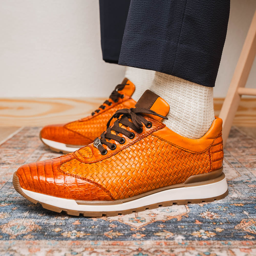 Roma Genuine Caiman Fashion Sneaker Brandy
