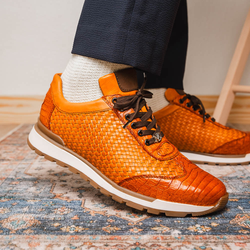 Roma Genuine Caiman Fashion Sneaker Brandy