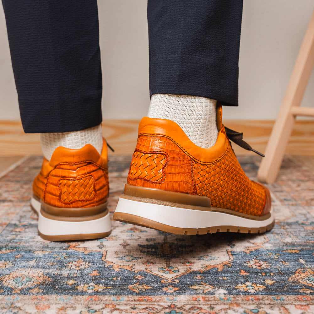 Roma Genuine Caiman Fashion Sneaker Brandy