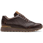 calfskin and genuine caiman crocodile fashion sneaker Shoes Roma Brown