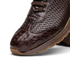 calfskin and genuine caiman crocodile fashion sneaker Shoes Roma Brown