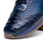 calfskin and genuine caiman crocodile fashion sneaker Shoes Roma Navy