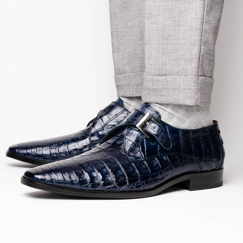 Genuine caiman crocodile Shoes Rovigo Navy