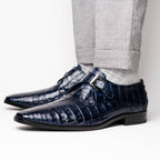 Genuine caiman crocodile Shoes Rovigo Navy