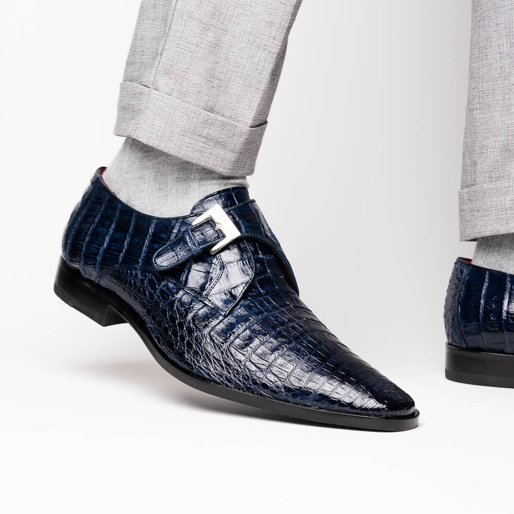 Genuine caiman crocodile Shoes Rovigo Navy