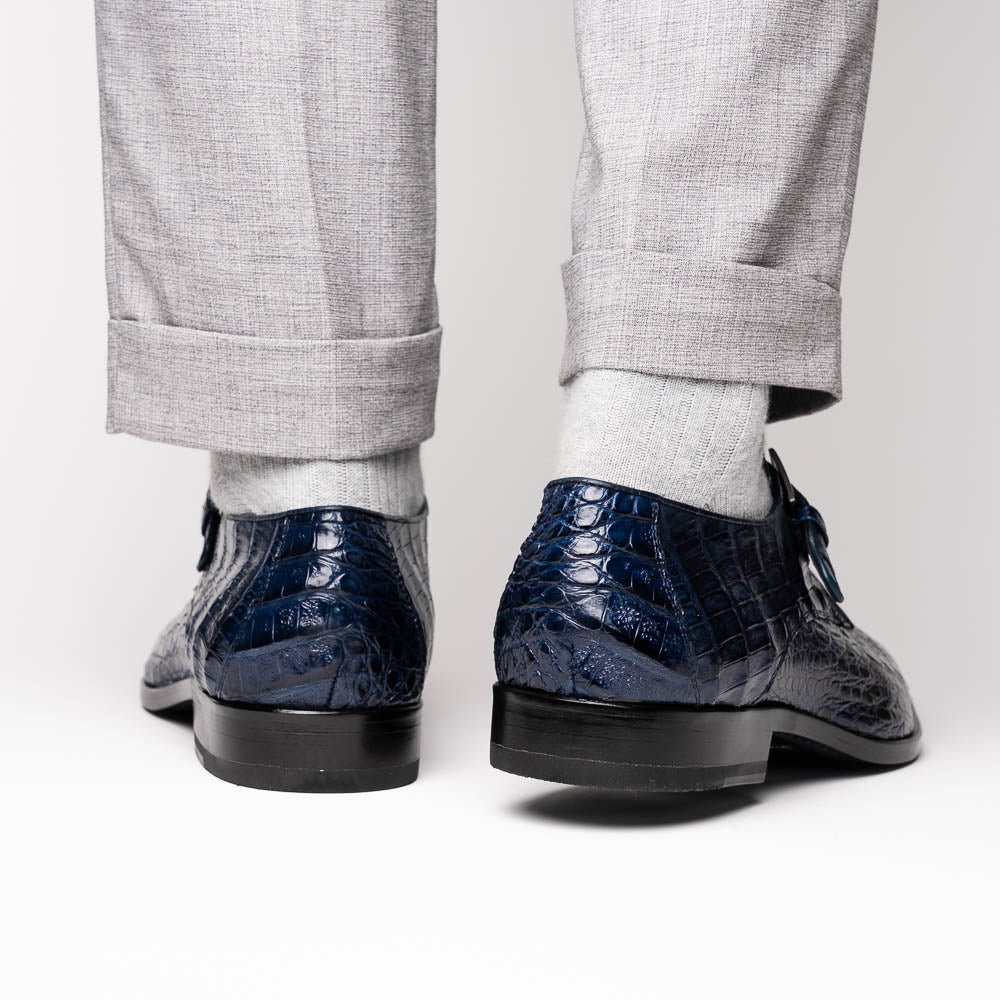 Genuine caiman crocodile Shoes Rovigo Navy