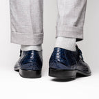 Genuine caiman crocodile Shoes Rovigo Navy