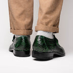Rovigo Genuine Caiman Crocodile Monk Strap Forest Green