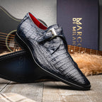 Genuine caiman crocodile Shoes Rovigo Navy