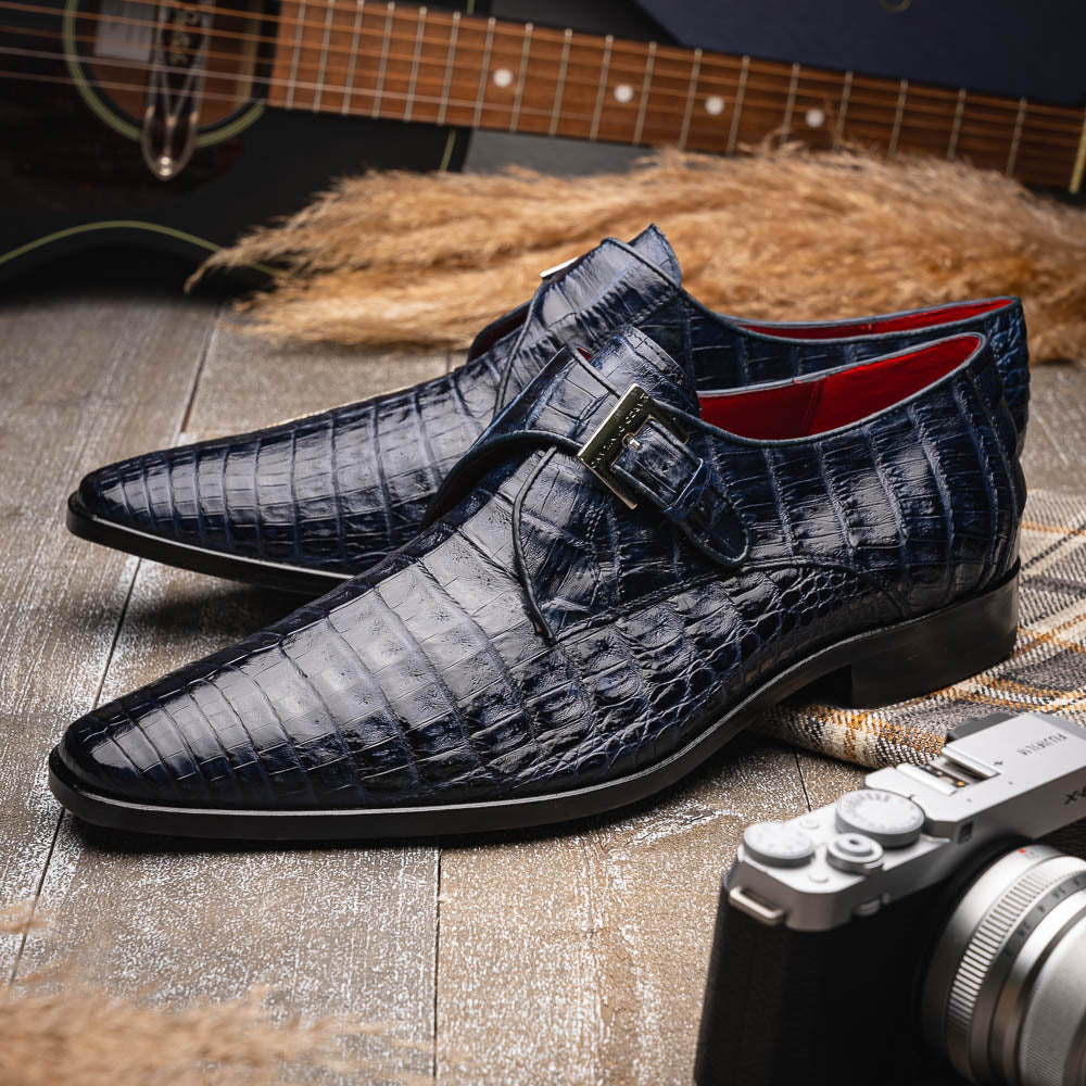 Genuine caiman crocodile Shoes Rovigo Navy