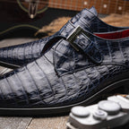 Genuine caiman crocodile Shoes Rovigo Navy