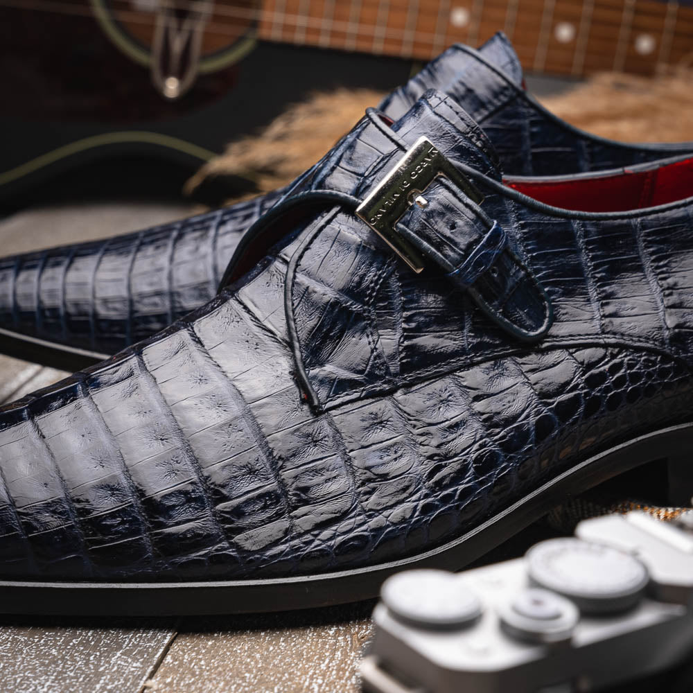 Genuine caiman crocodile Shoes Rovigo Navy