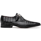 genuine caiman crocodile dress monk strap Shoes Rovigo Black