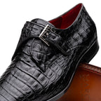 genuine caiman crocodile dress monk strap Shoes Rovigo Black
