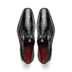 genuine caiman crocodile dress monk strap Shoes Rovigo Black