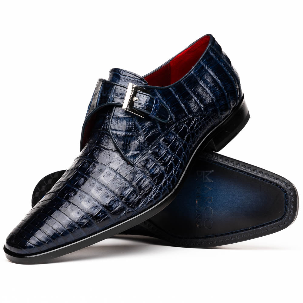 Genuine caiman crocodile Shoes Rovigo Navy