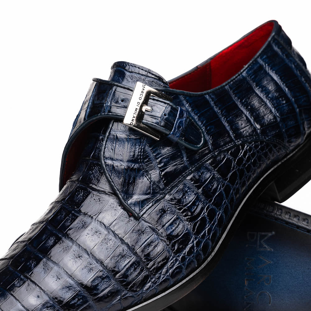 Genuine caiman crocodile Shoes Rovigo Navy