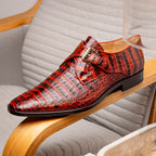 Genuine caiman crocodile Shoes Rovigo Cognac Straps