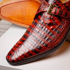 Genuine caiman crocodile Shoes Rovigo Cognac Straps