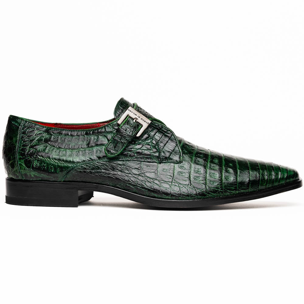 Rovigo Genuine Caiman Crocodile Monk Strap Forest Green