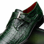 Rovigo Genuine Caiman Crocodile Monk Strap Forest Green