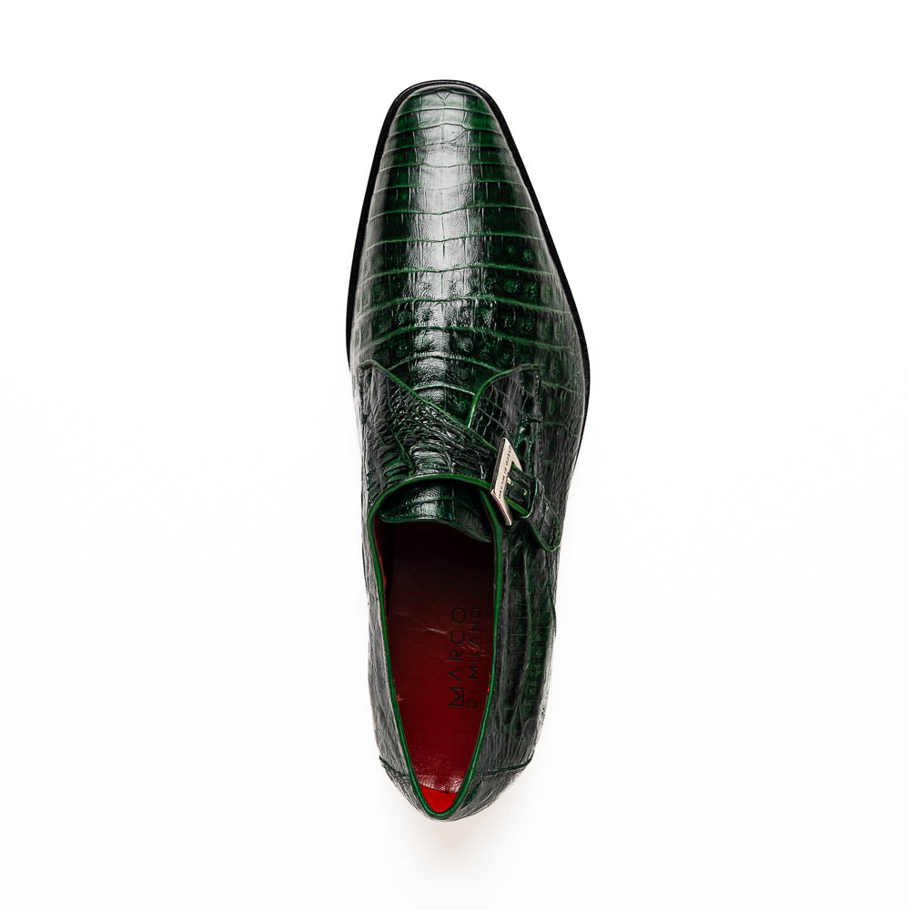 Rovigo Genuine Caiman Crocodile Monk Strap Forest Green
