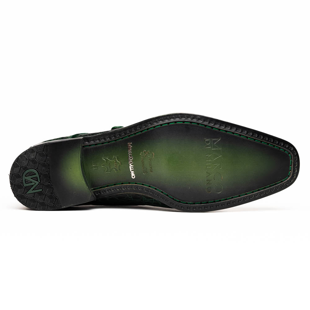Rovigo Genuine Caiman Crocodile Monk Strap Forest Green