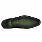 Rovigo Genuine Caiman Crocodile Monk Strap Forest Green