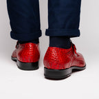 genuine caiman crocodile dress Shoes monk strap Rovigo Red