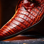 Rovigo Genuine Caiman Crocodile Monk Strap Shoes Rustic Cognac
