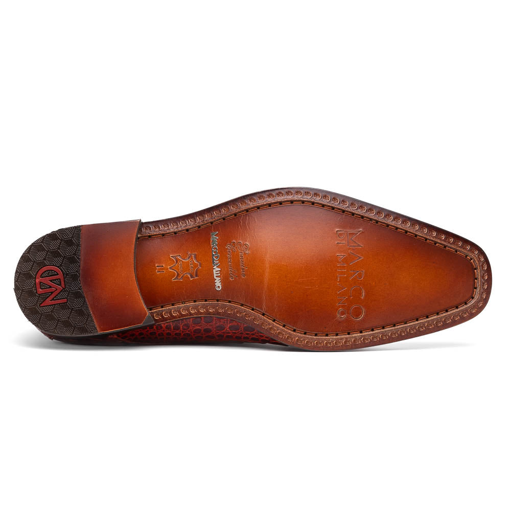 Rovigo Genuine Caiman Crocodile Monk Strap Shoes Rustic Cognac