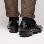 genuine caiman crocodile dress monk strap Shoes Rovigo Black