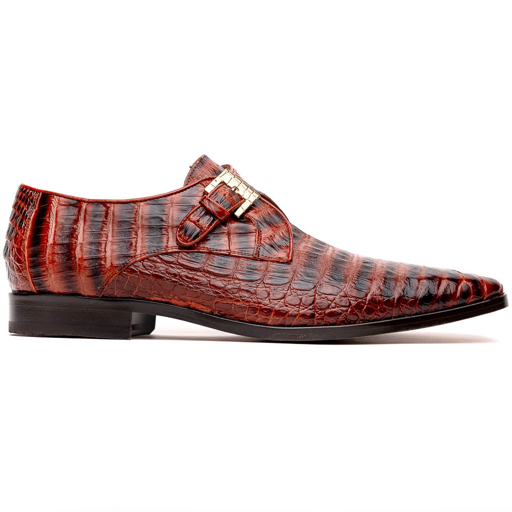 Genuine caiman crocodile Shoes Rovigo Cognac Straps