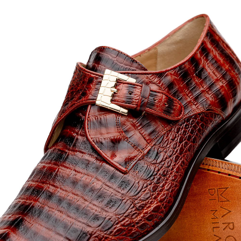 Genuine caiman crocodile Shoes Rovigo Cognac Straps