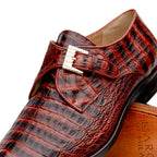 Genuine caiman crocodile Shoes Rovigo Cognac Straps