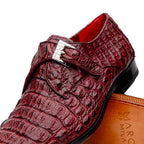 Luigi Genuine Caiman Crocodile Dress Monk Strap Shoes Wine