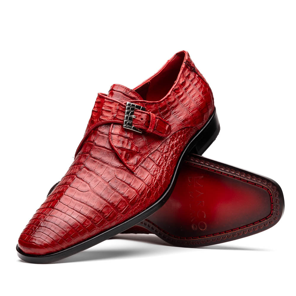 genuine caiman crocodile dress Shoes monk strap Rovigo Red