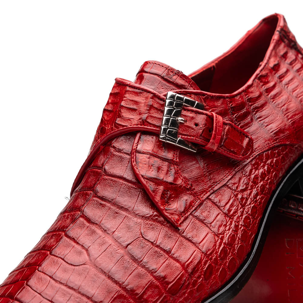 genuine caiman crocodile dress Shoes monk strap Rovigo Red