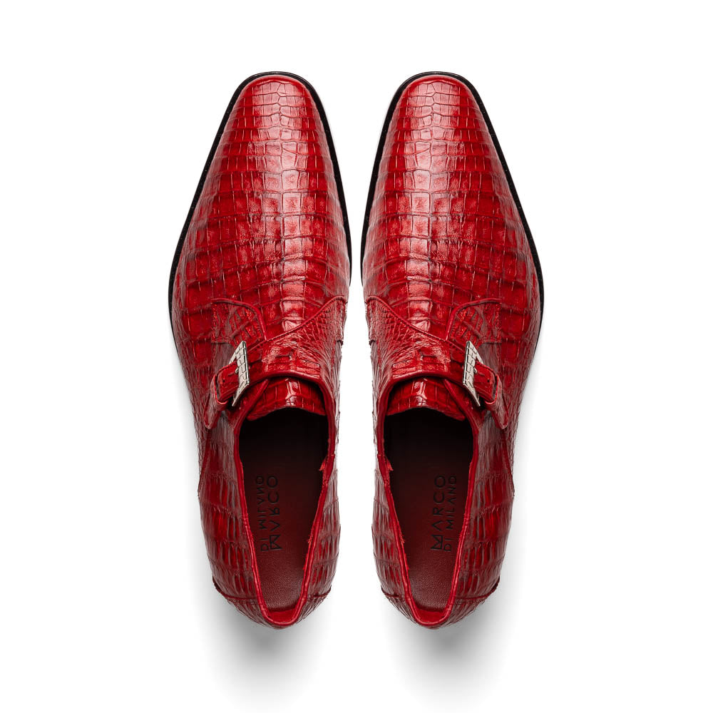 genuine caiman crocodile dress Shoes monk strap Rovigo Red