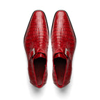 genuine caiman crocodile dress Shoes monk strap Rovigo Red