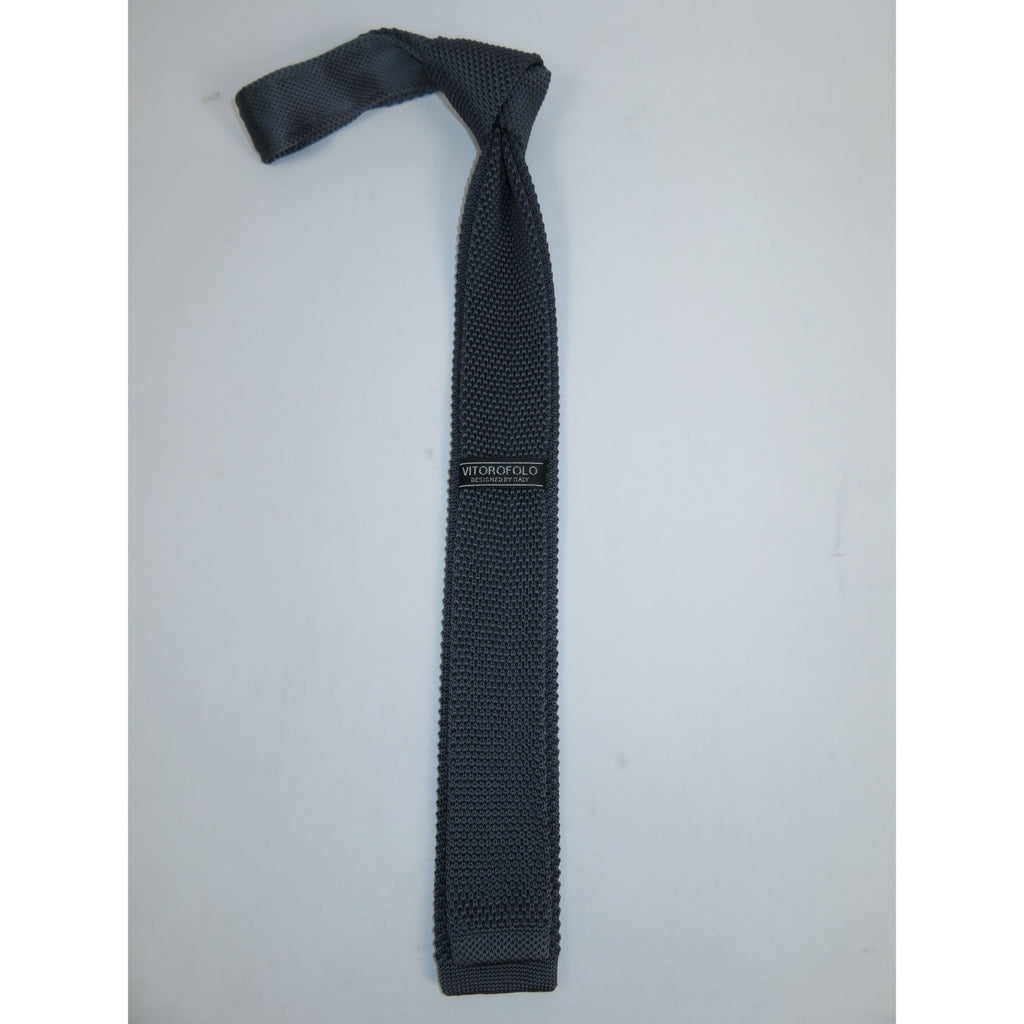 Men's Vitorofolo Italy Slim Skinny Tie Woven Knitted Fabric Fashionable RS-10 Dark Gray