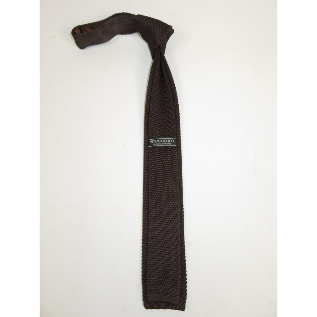 Men's Vitorofolo Italy Slim Skinny Tie Woven Knitted Fabric Fashionable RS-6 Brown