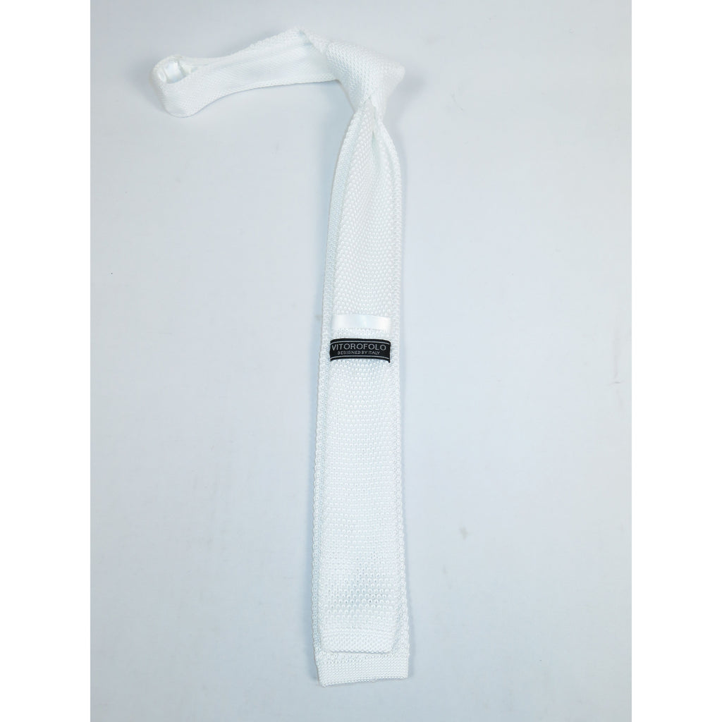 Men's Vitorofolo Italy Slim Skinny Tie Woven Knitted Fabric Fashionable RS-7 White
